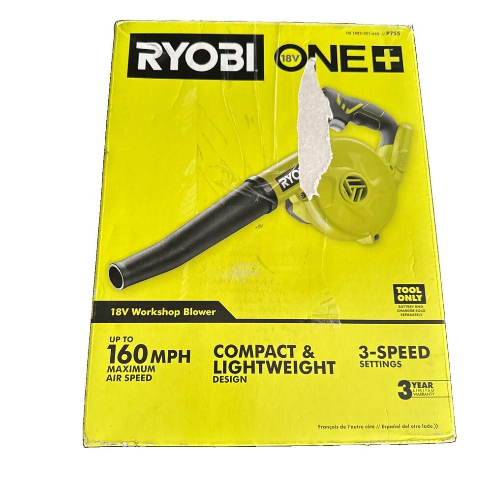 RYOBI ONE+ 18V Workshop Blower P755 Cordless Compact Tool Only Open Box - Picture 3 of 9
